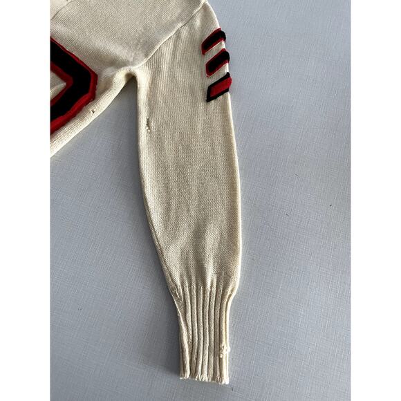 Sarby Sportswear Sz M Letterman Cardigan Sweater Cream Wool Vintage 1950's - Picture 7 of 16